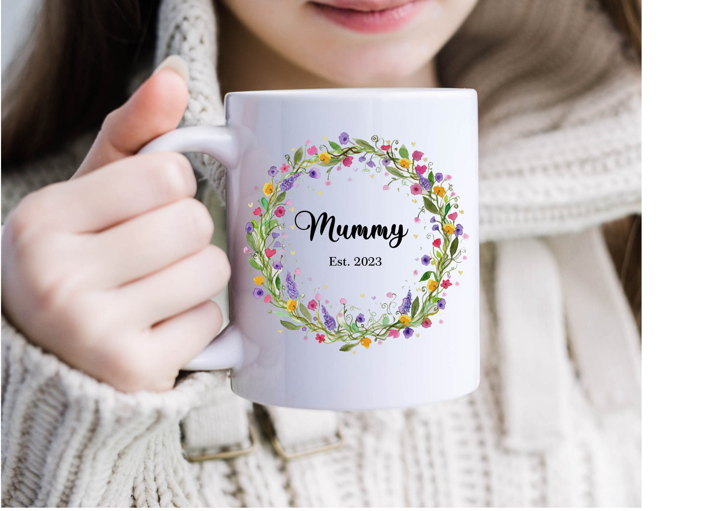 Mummy mug, Personalised floral mug, Mother's Day gift, Pregnancy announcement