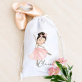 Personalised Ballerina Drawstring Bag: Gift for ballet dancer