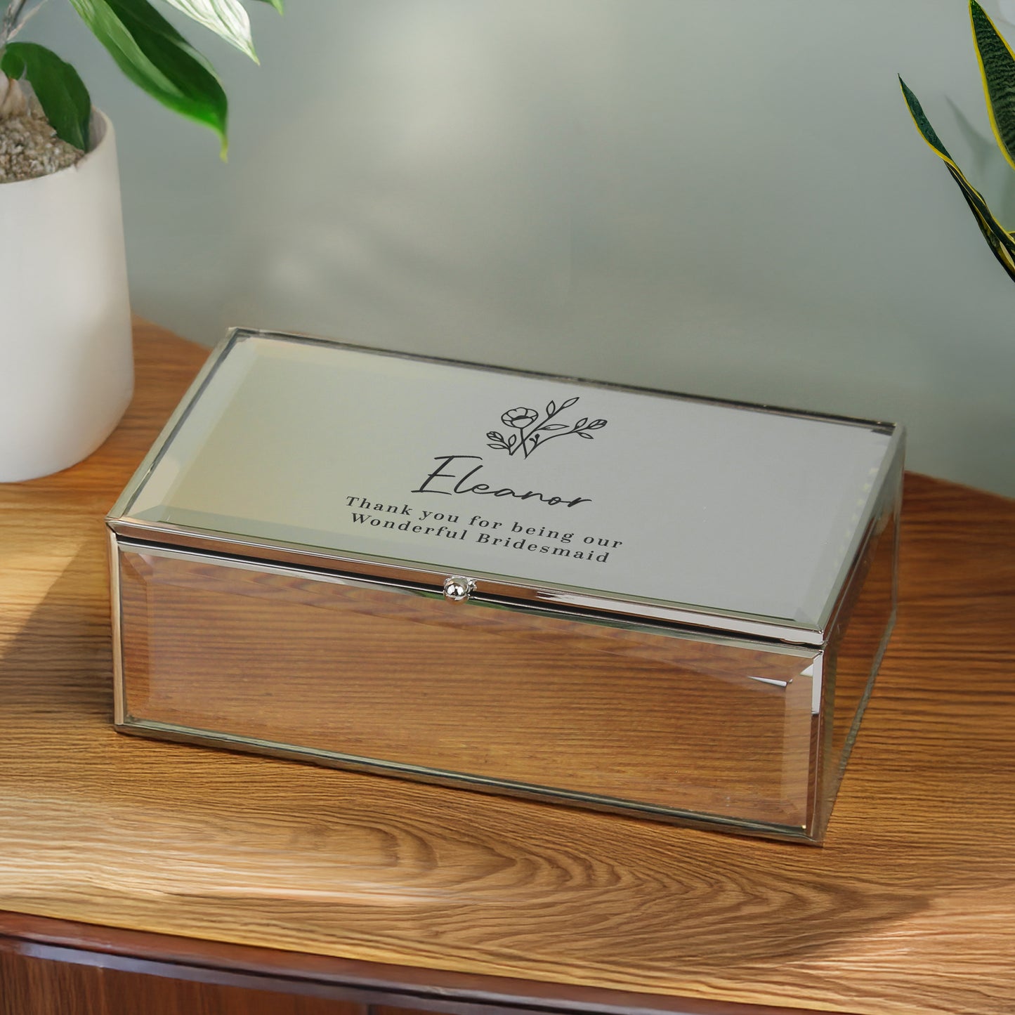 Personalised Floral Mirrored Jewellery Box