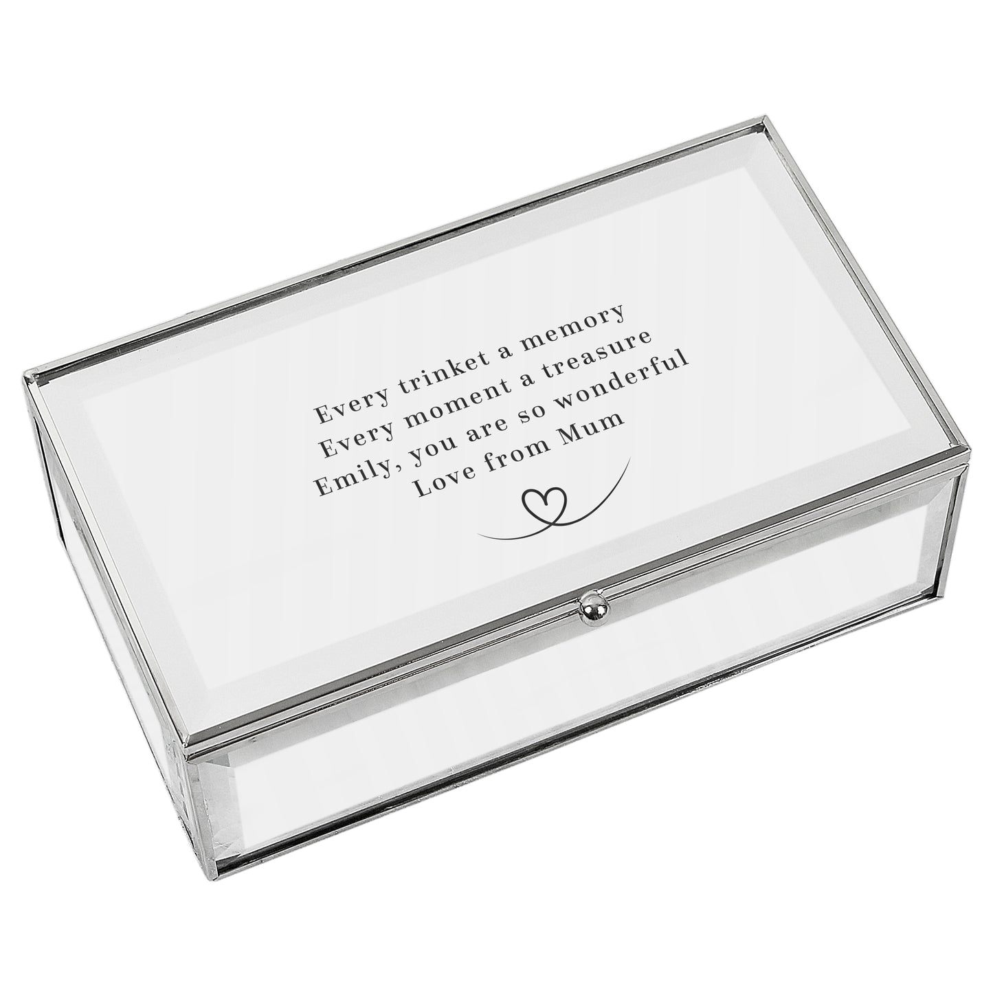Personalised Heart Mirrored Jewellery Box