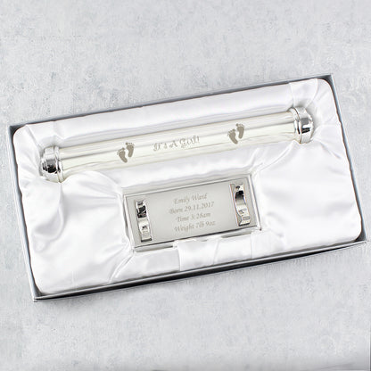Personalised Its A Girl Silver Plated Certificate Holder
