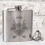 Personalised Golf Crest Hip Flask