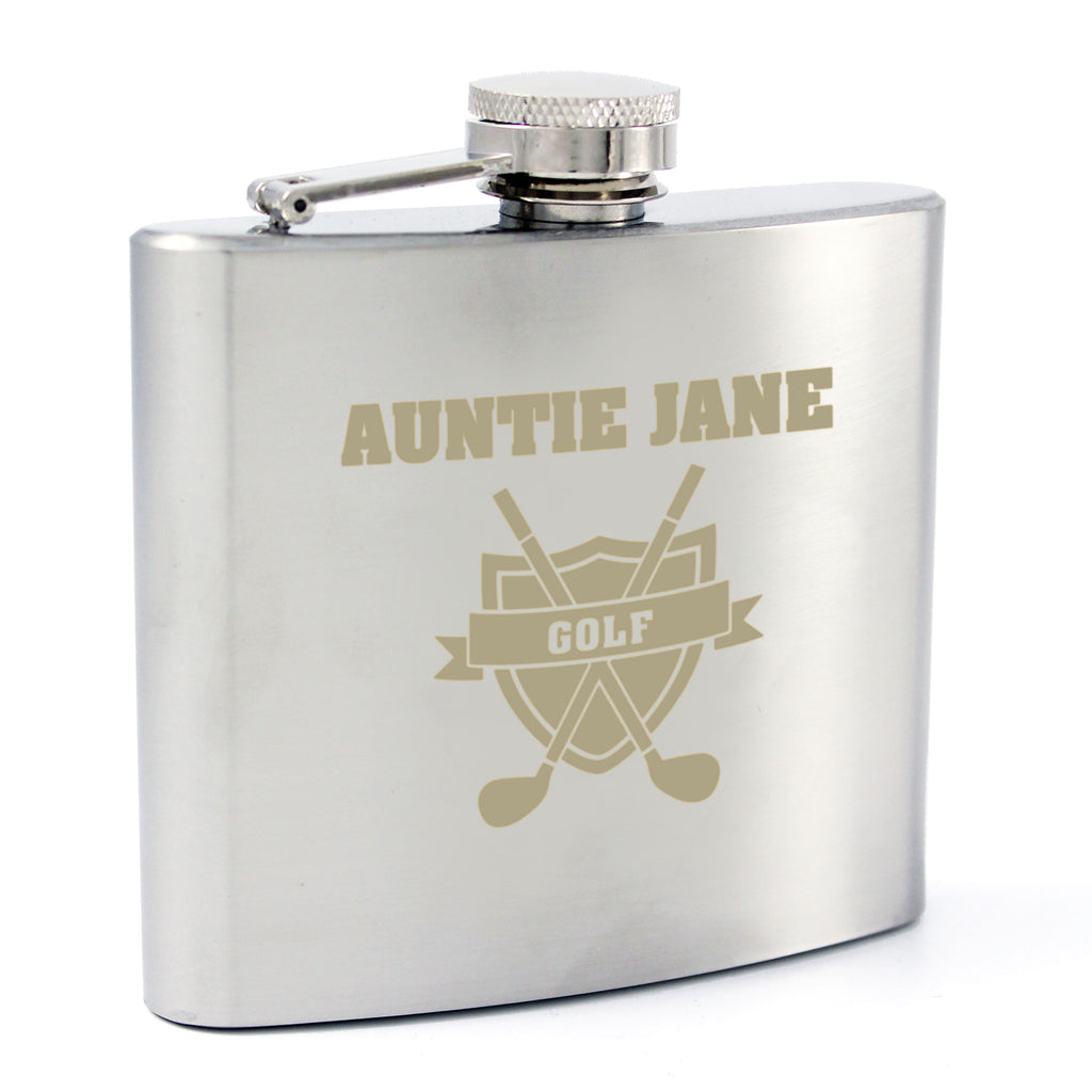 Personalised Golf Crest Hip Flask