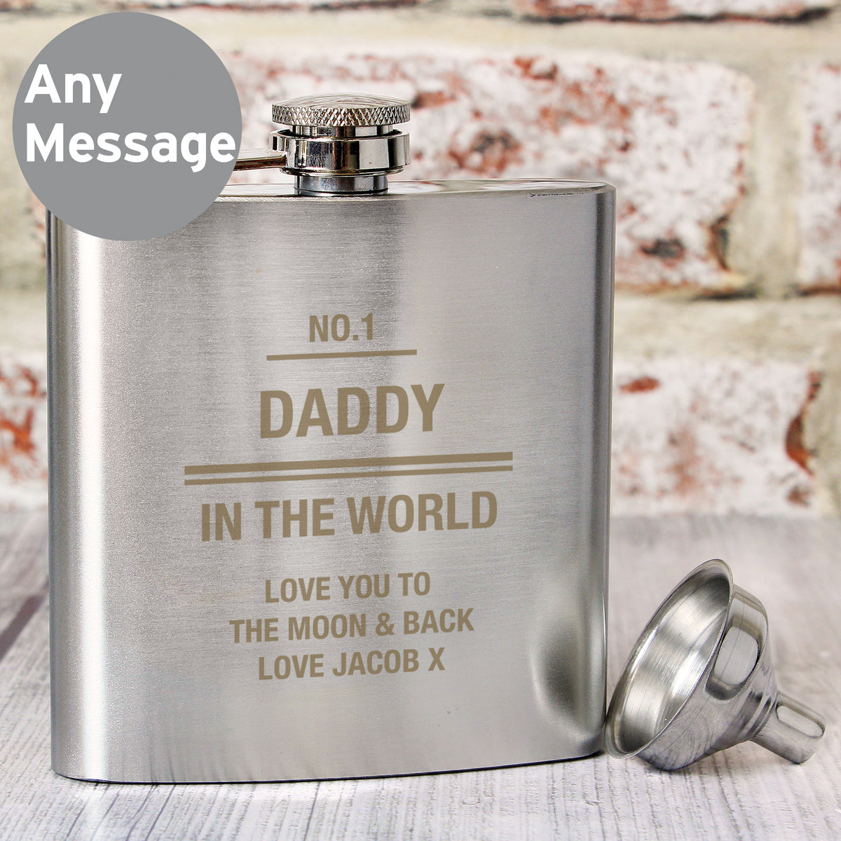 Personalised Message Stainless Steel Hip Flask