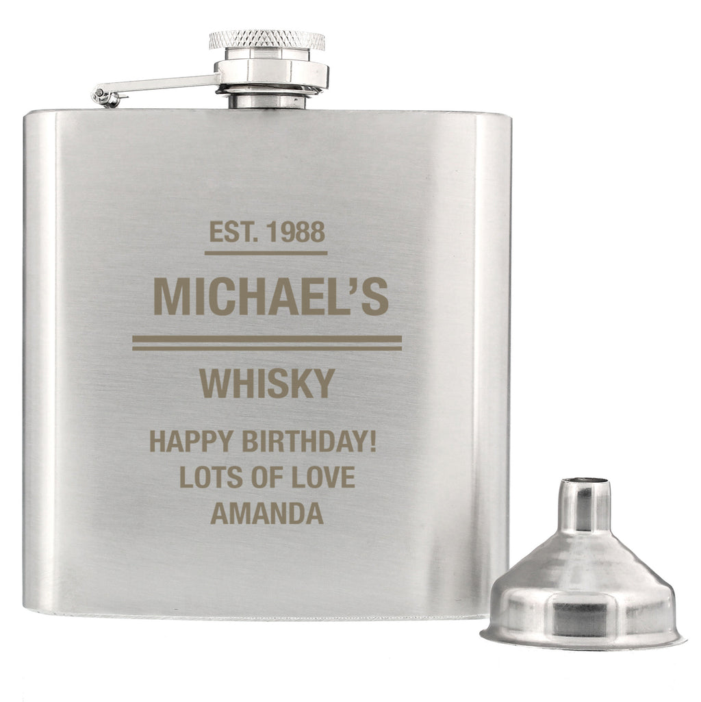 Personalised Message Stainless Steel Hip Flask