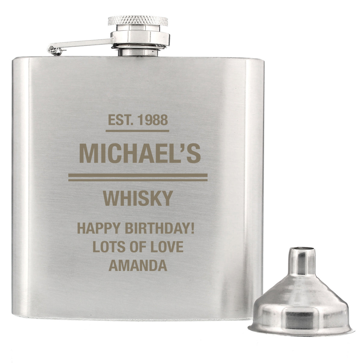 Personalised Message Stainless Steel Hip Flask
