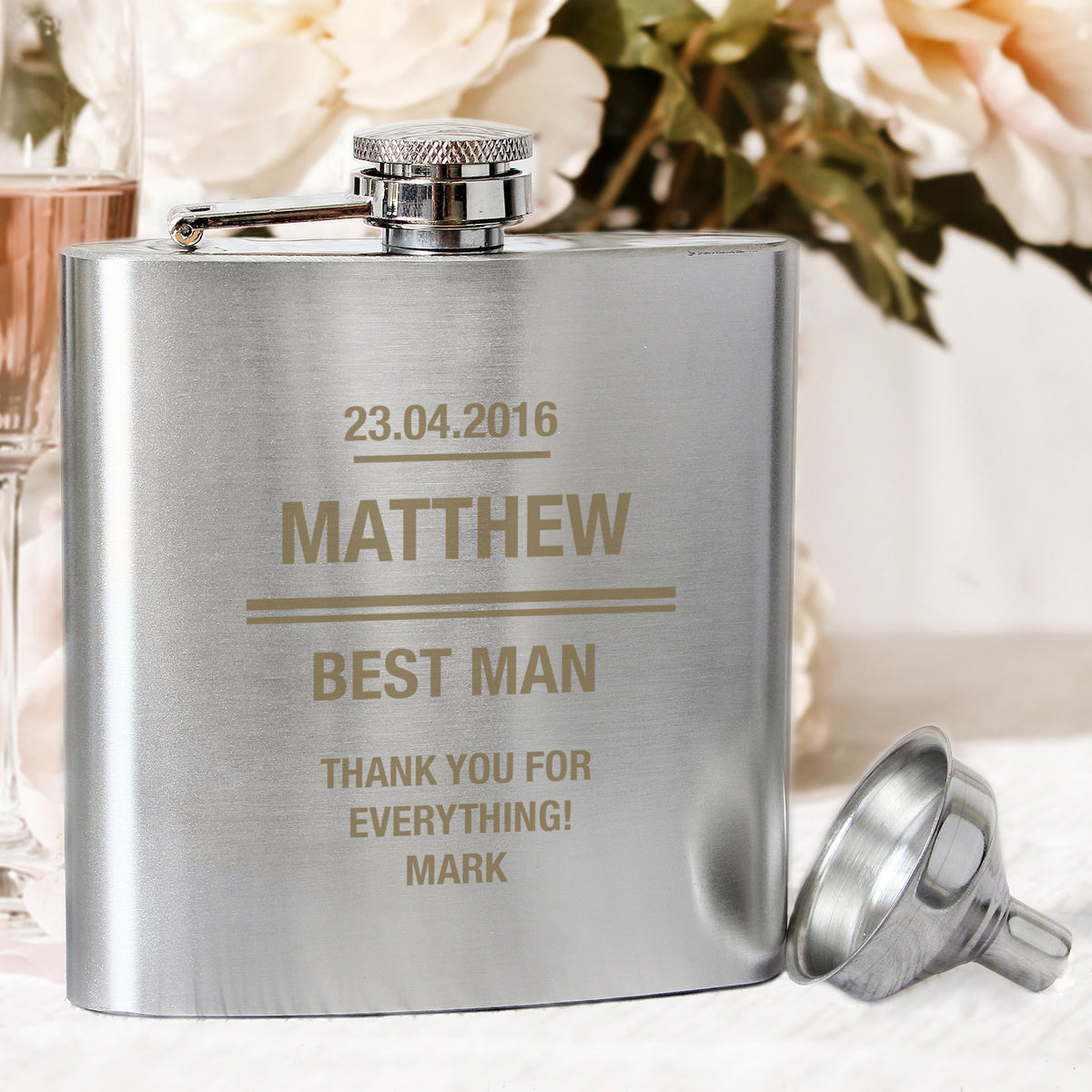 Personalised Message Stainless Steel Hip Flask