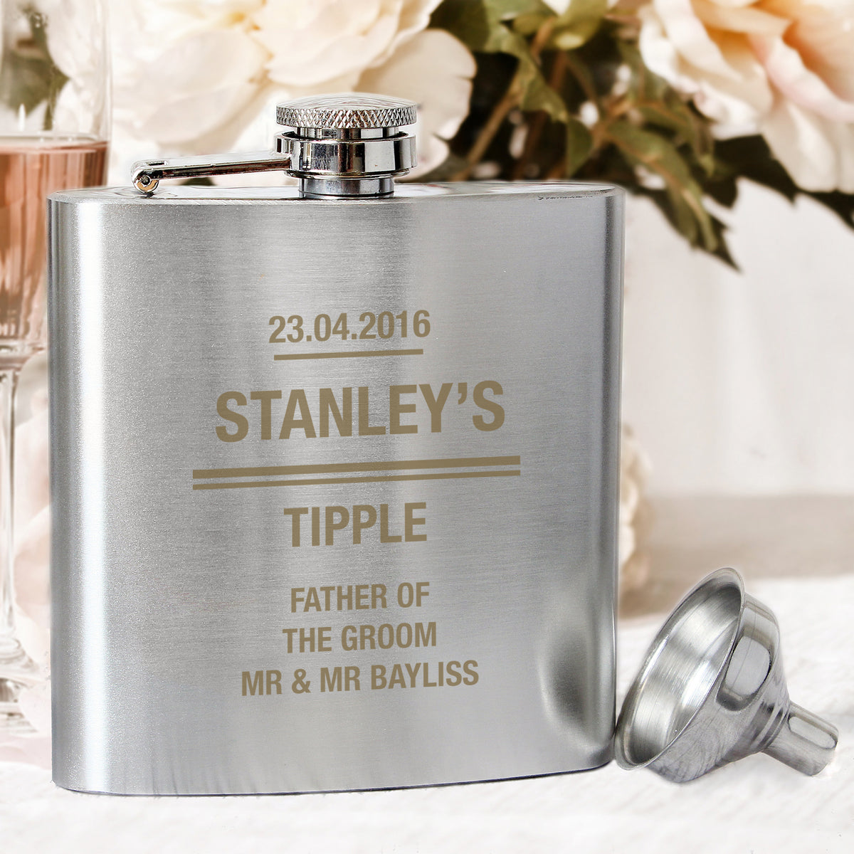 Personalised Message Stainless Steel Hip Flask