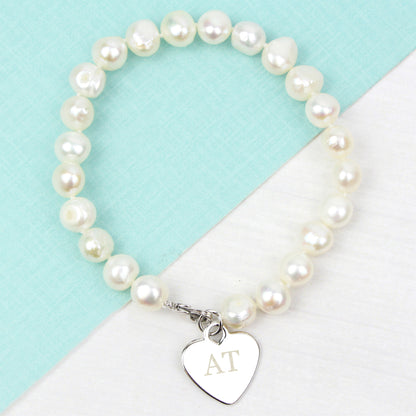 Personalised White Freshwater Pearl Initial Bracelet