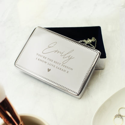 Personalised Name and Message Rectangular Jewellery Box