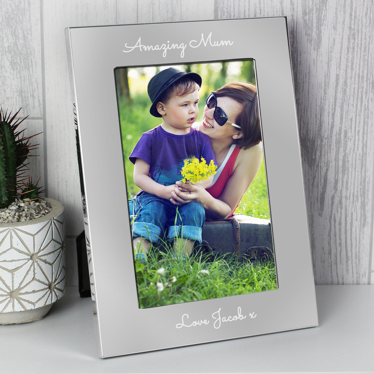 Personalised Free Text Script 7 x 5 Silver Photo Frame