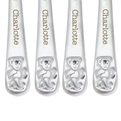 Personalised Teddy 4 Piece Embossed Cutlery Set