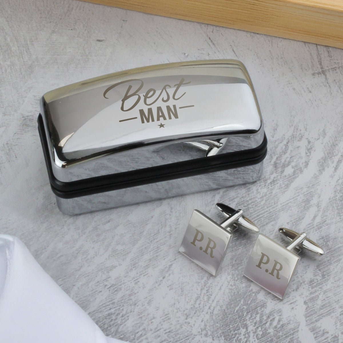 Personalised Best Man Wedding Cufflinks and Box Set
