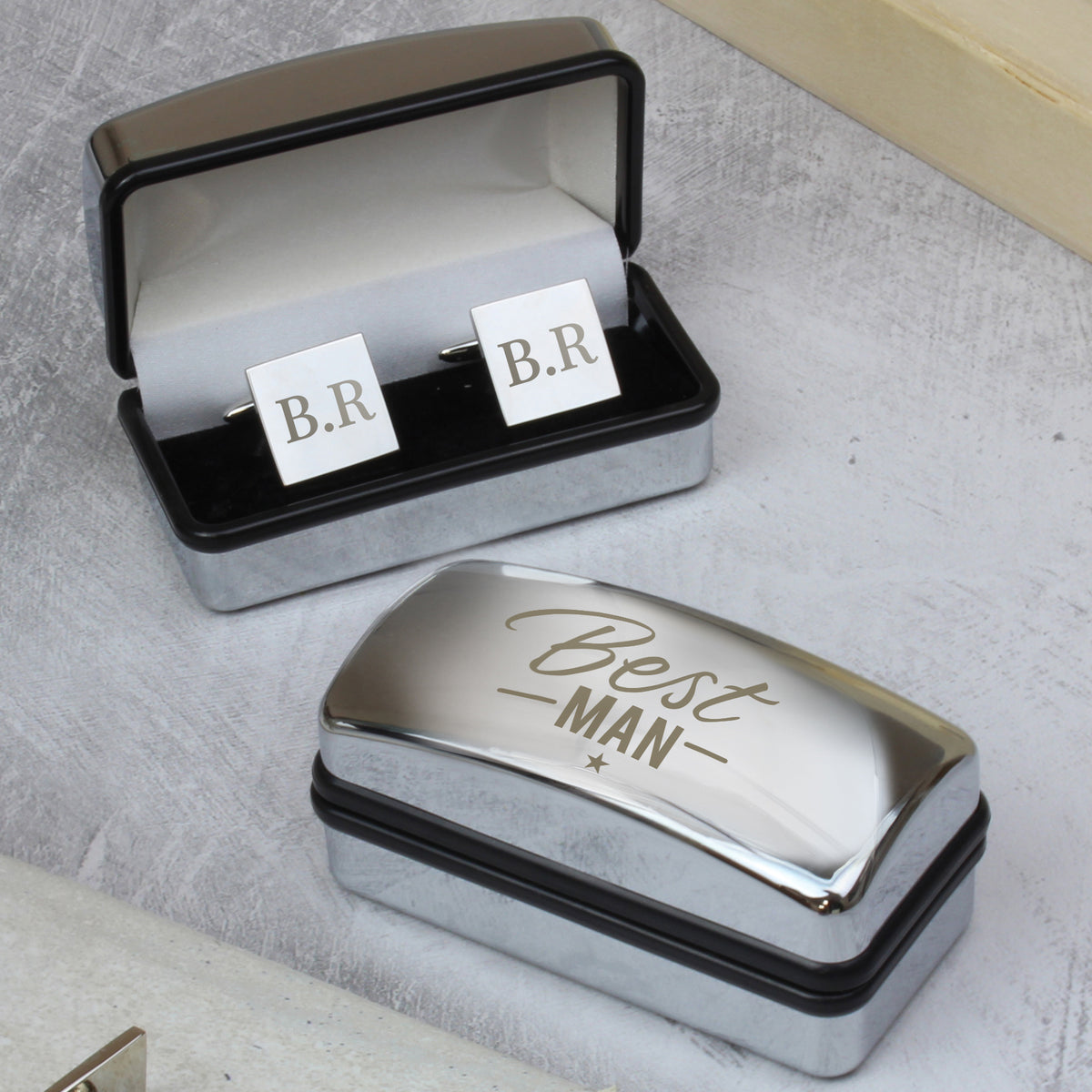 Personalised Best Man Wedding Cufflinks and Box Set