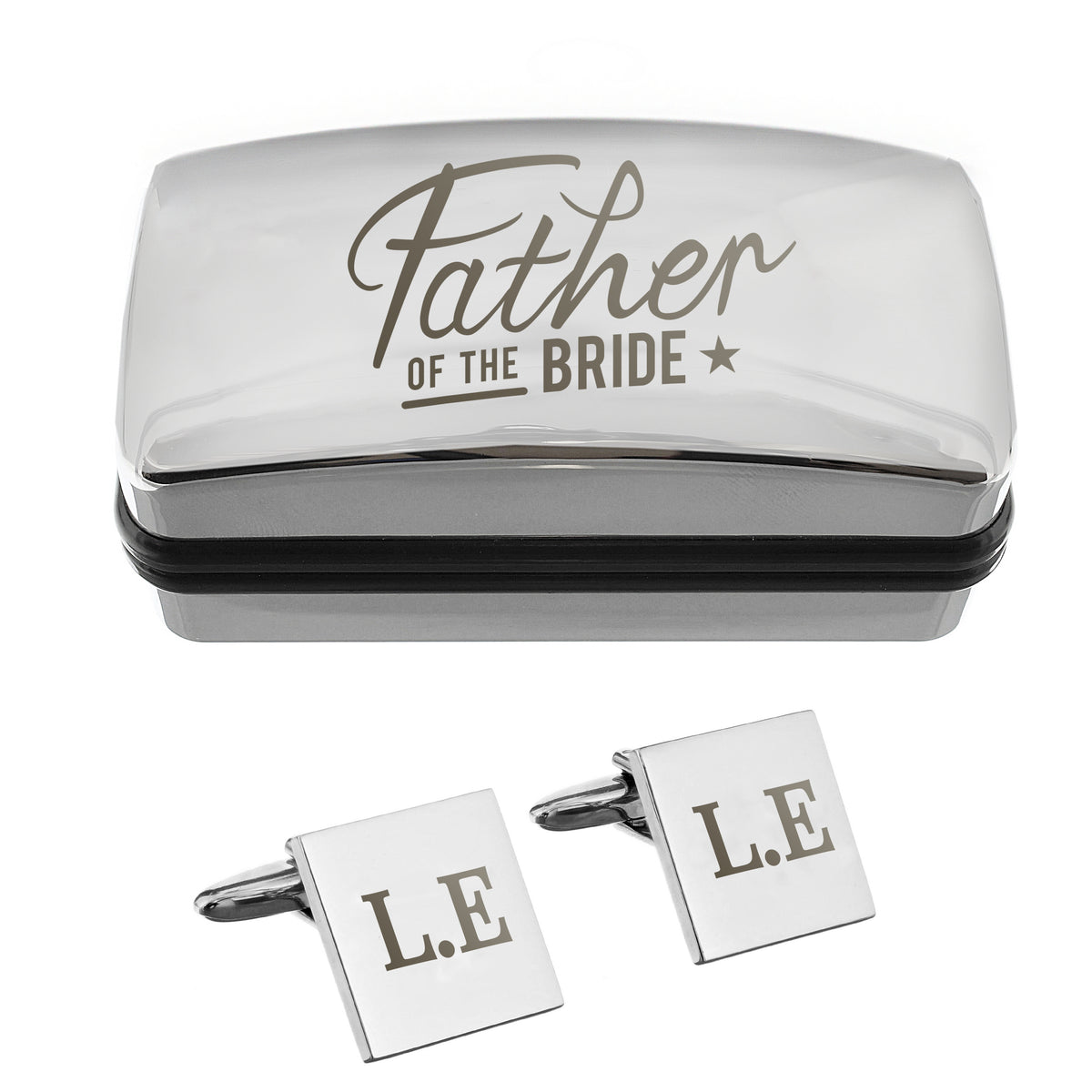 Personalised Father of the Bride Wedding Cufflinks and Box Set