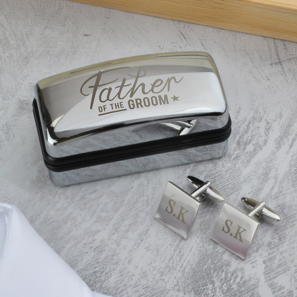 Personalised Father of the Groom Wedding Cufflinks and Box Set