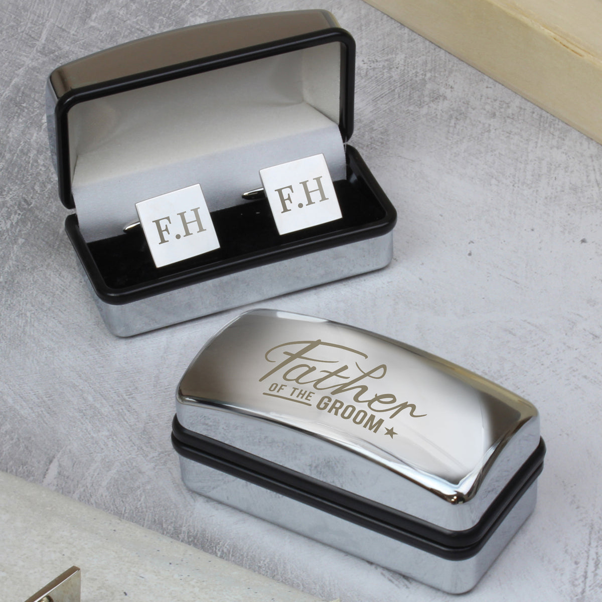 Personalised Father of the Groom Wedding Cufflinks and Box Set