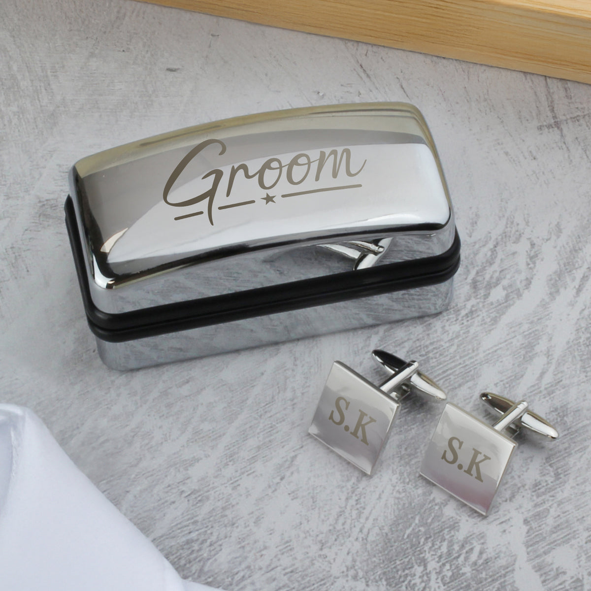 Personalised Groom Wedding Cufflinks and Box Set