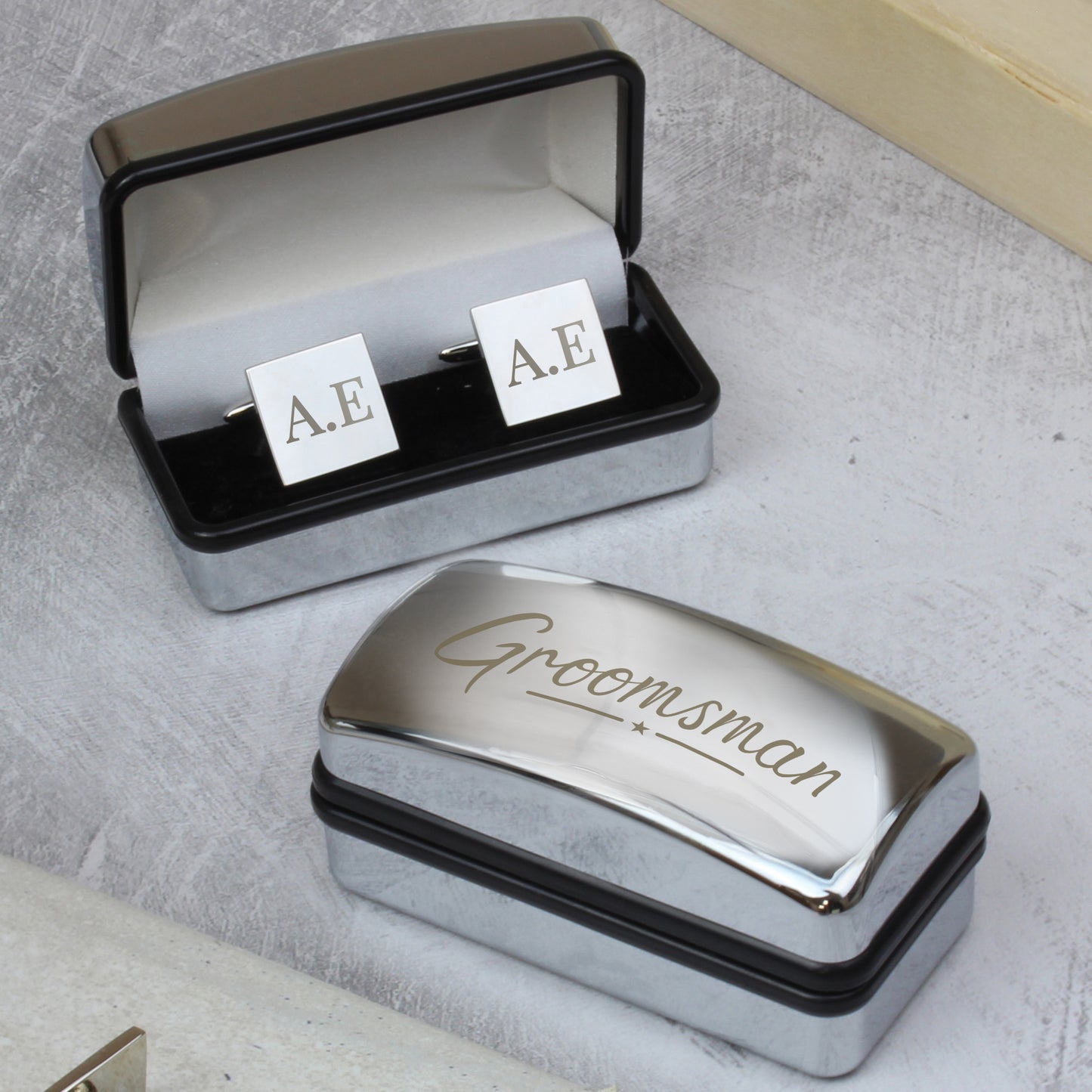 Personalised Groomsman Wedding Cufflinks and Box Set