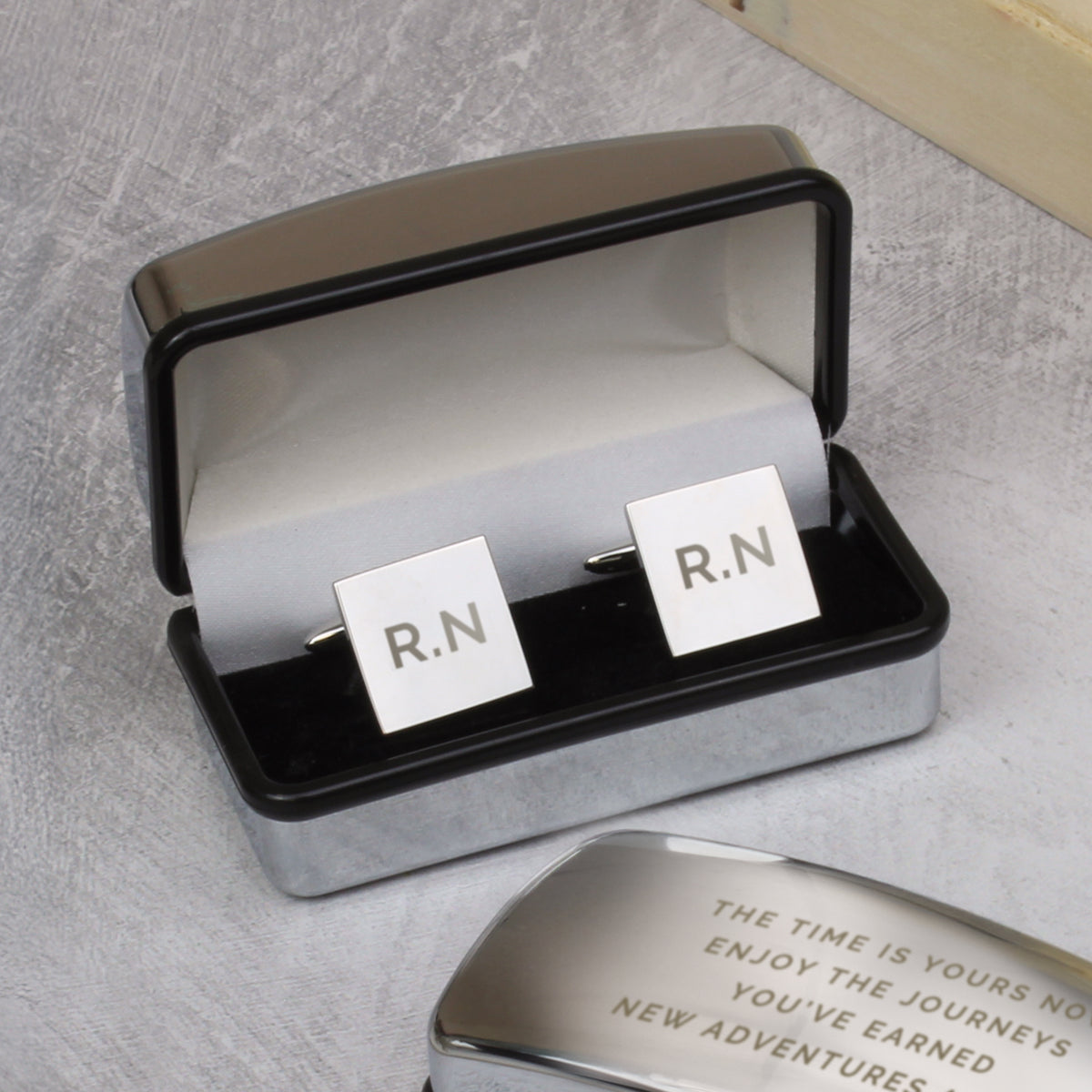 Personalised Initial Cufflinks & Engraved Box