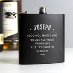 Personalised Any Message Black Hip Flask