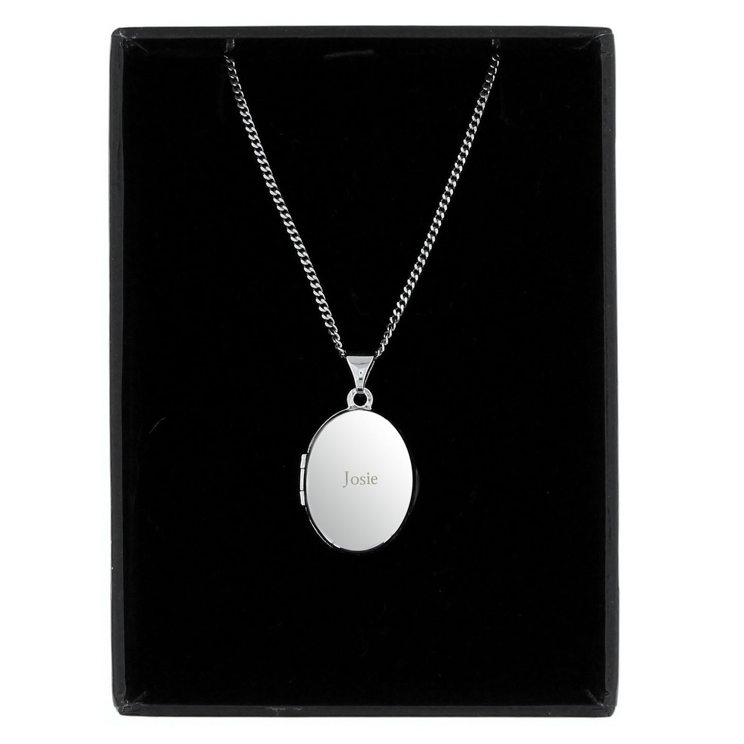Personalised Name Only Sterling Silver Oval Locket Necklace