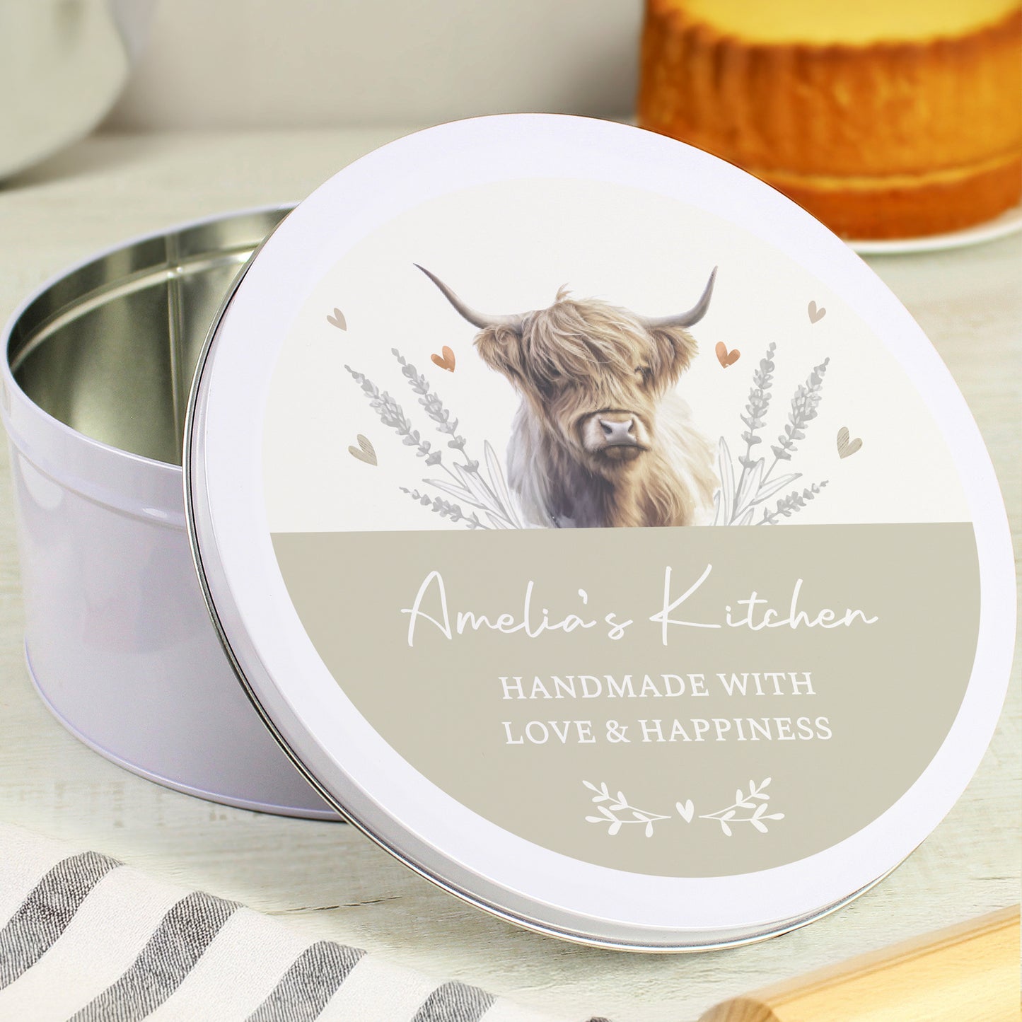 Personalised Highland Cow Cake Tin