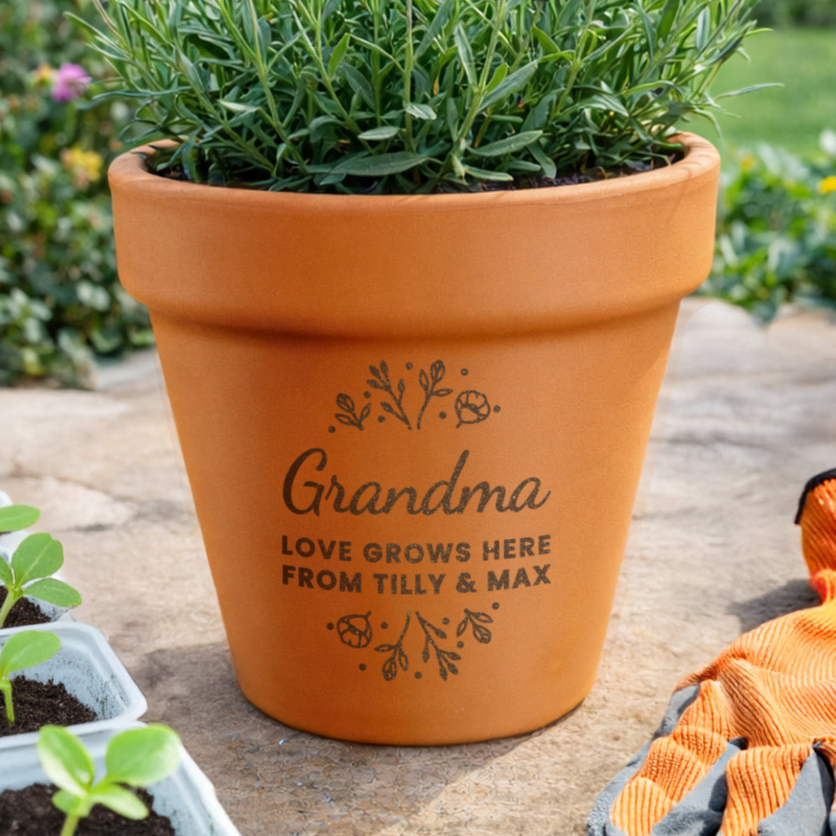 Personalised Floral Terracotta Plant Pot