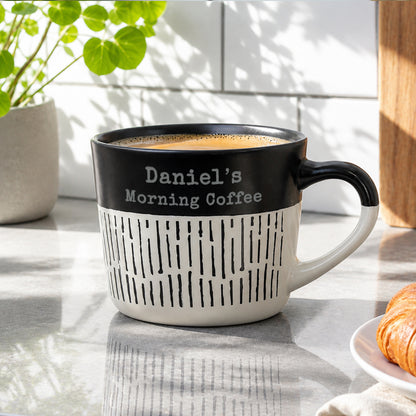 Personalised Message Black Dipped Dash Ceramic Mug
