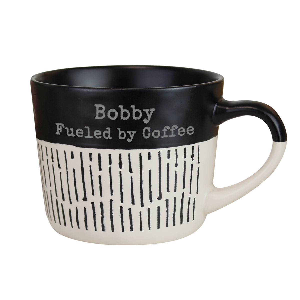 Personalised Message Black Dipped Dash Ceramic Mug