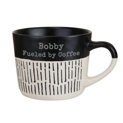 Personalised Message Black Dipped Dash Ceramic Mug