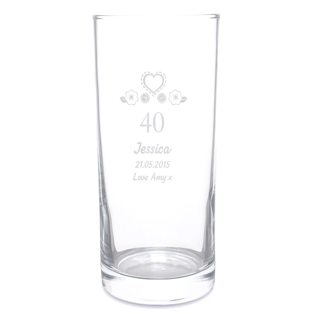 Personalised Birthday Craft Hi Ball Glass