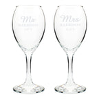 Personalised Mr & Mrs Wine Glass Set