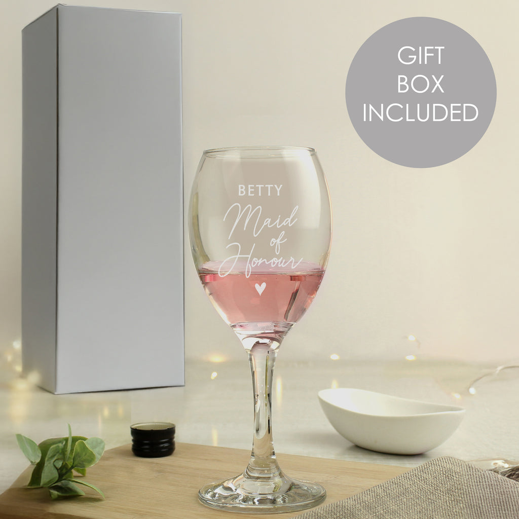Personalised Maid of Honour Wine Glass