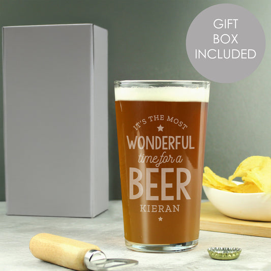 Personalised Wonderful Time For A Beer Pint Glass