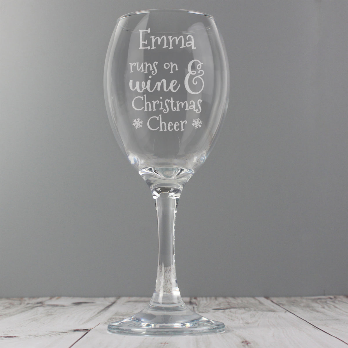 Personalised Runs On Wine & Christmas Cheer Wine Glass