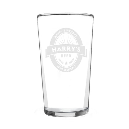 Personalised Beer Label Pint Glass