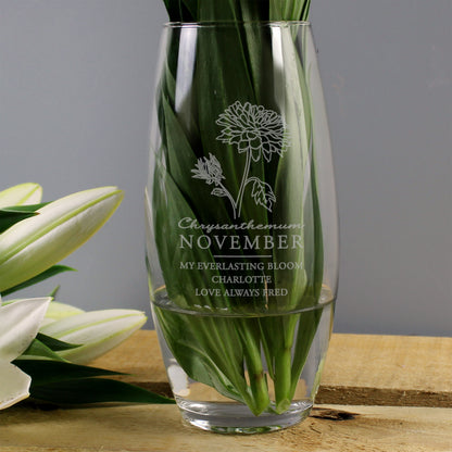 Personalised November Birth Flower Bullet Vase