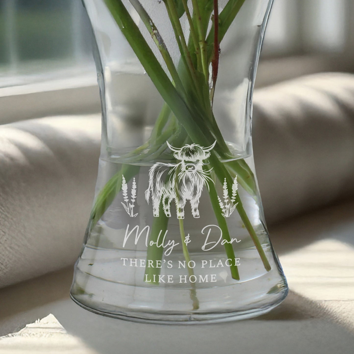 Personalised Highland Cow Waisted Vase