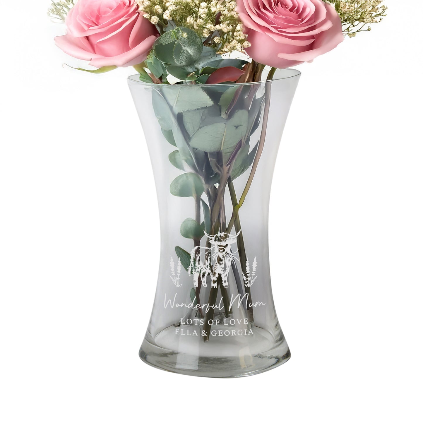 Personalised Highland Cow Waisted Vase