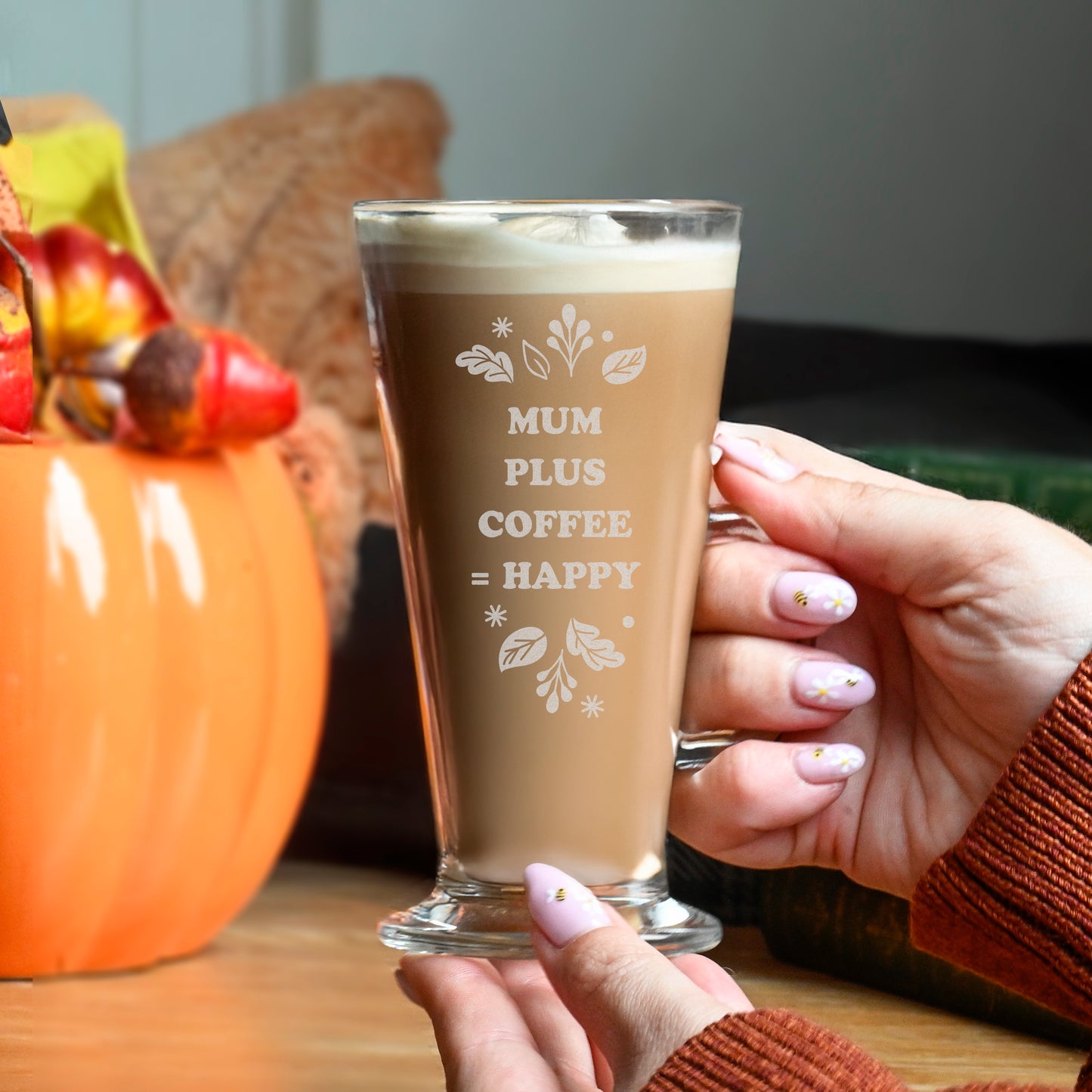 Personalised Autumn Latte Glass