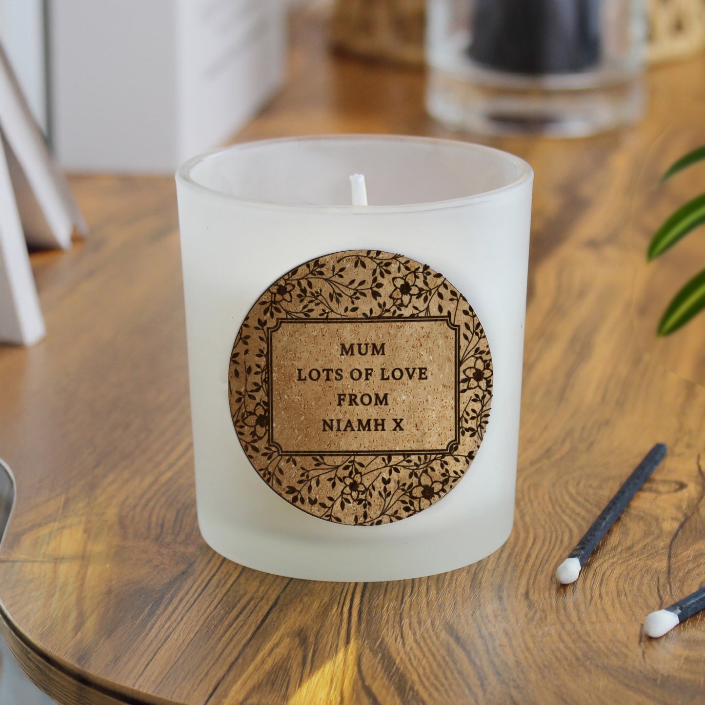 Personalised Floral Cork Label Candle Jar