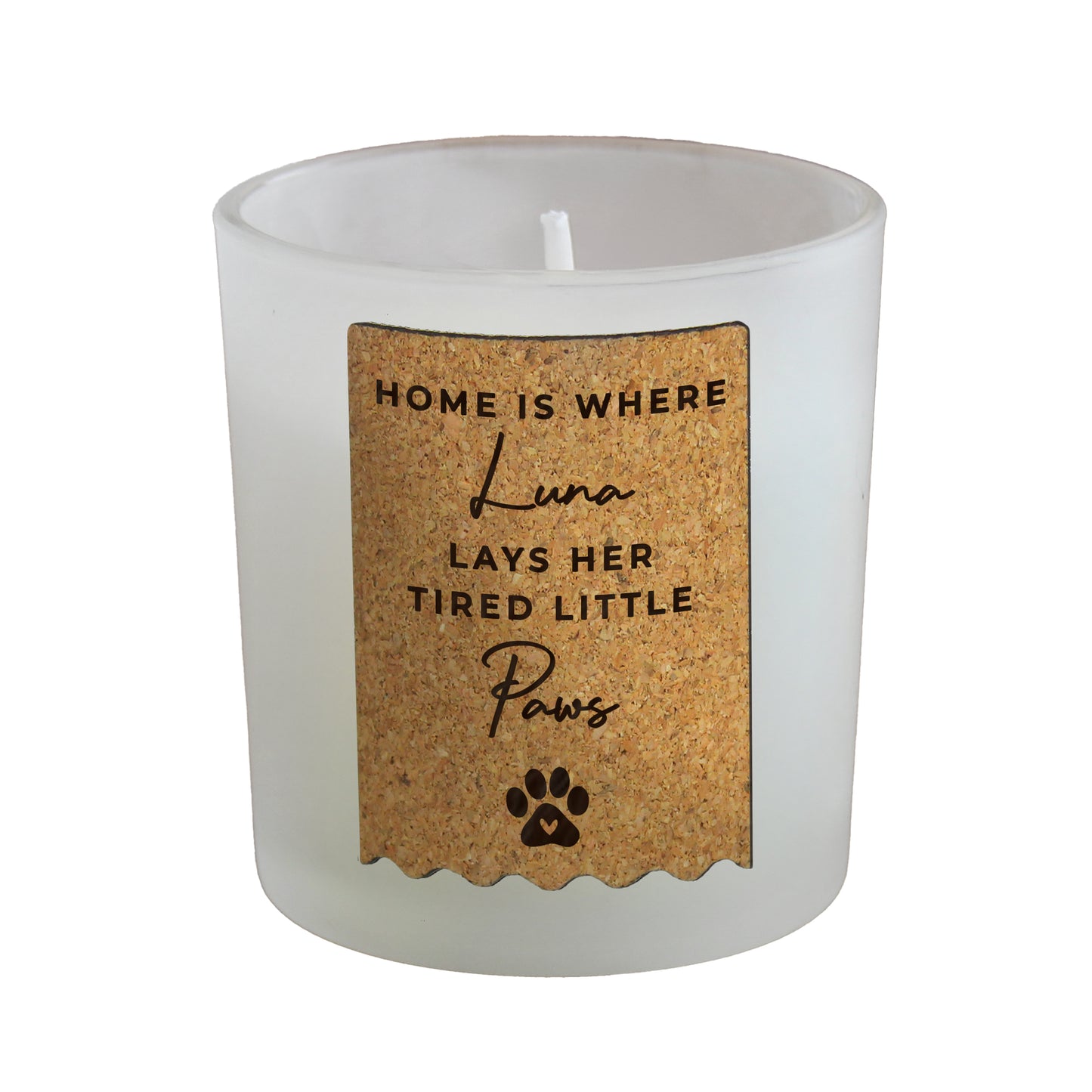 Personalised Paw Print Cork Label Candle Jar