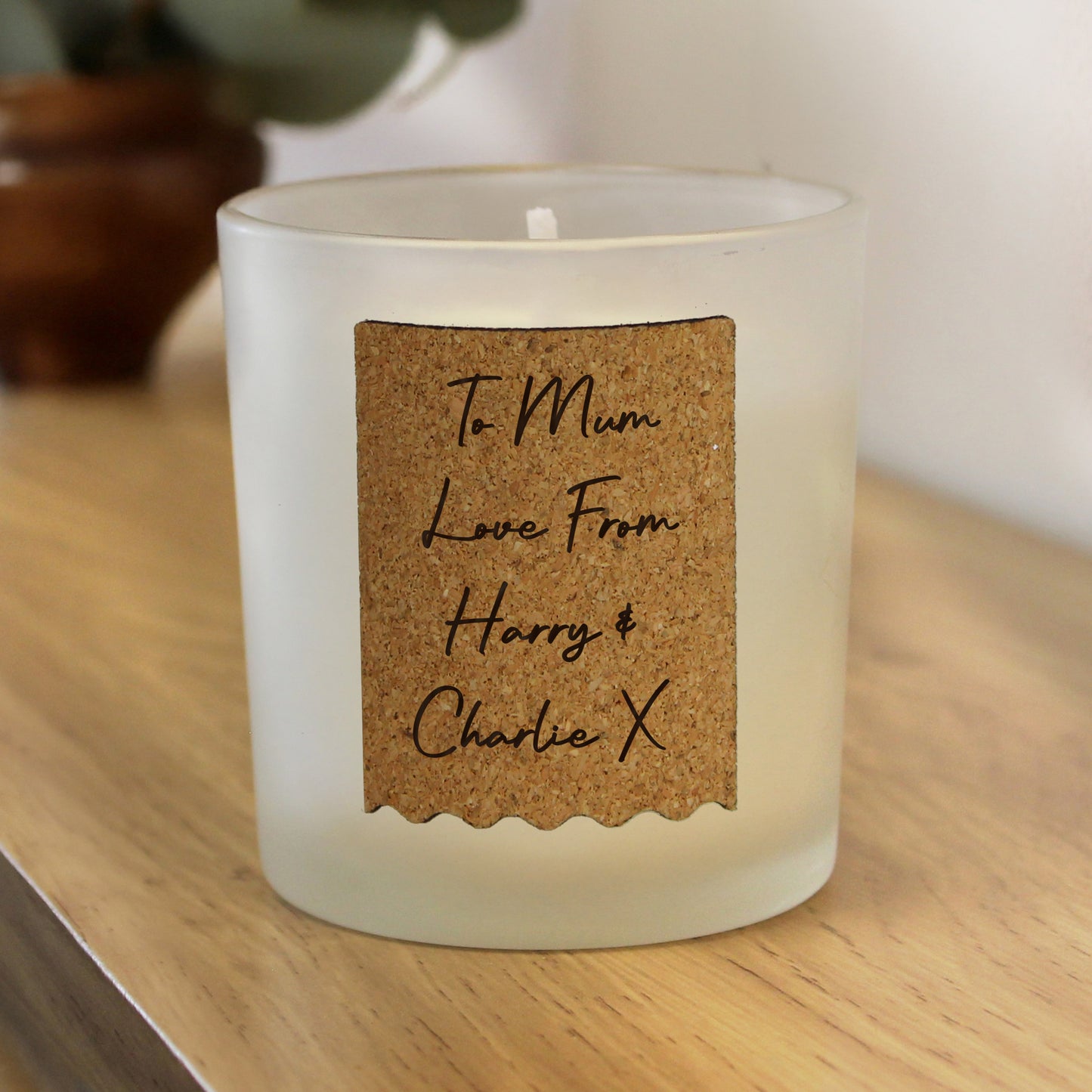 Personalised Cork Label Candle Jar