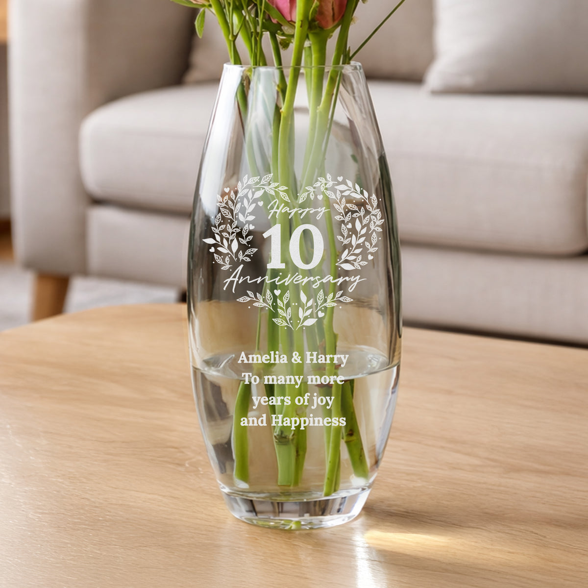 Personalised Anniversary Wreath Bullet Vase