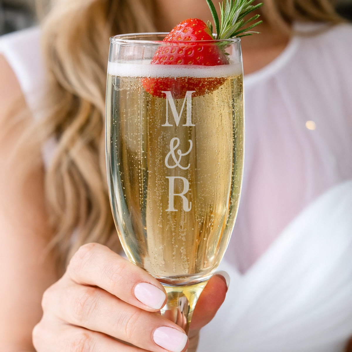 Personalised Couples Initials Flute Glass