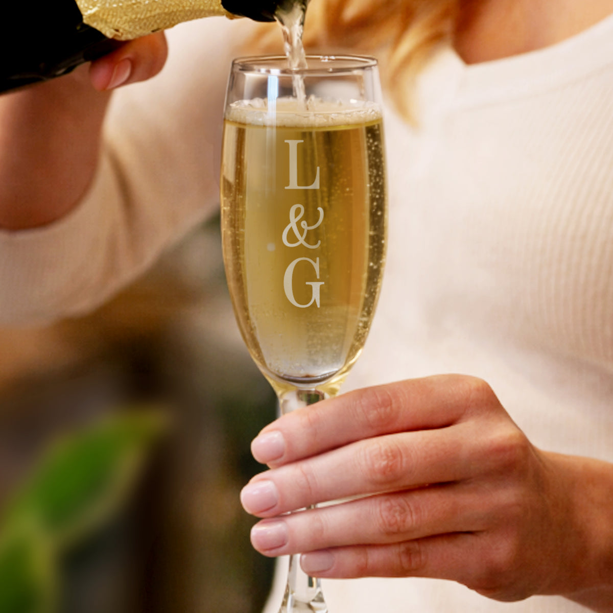 Personalised Couples Initials Flute Glass