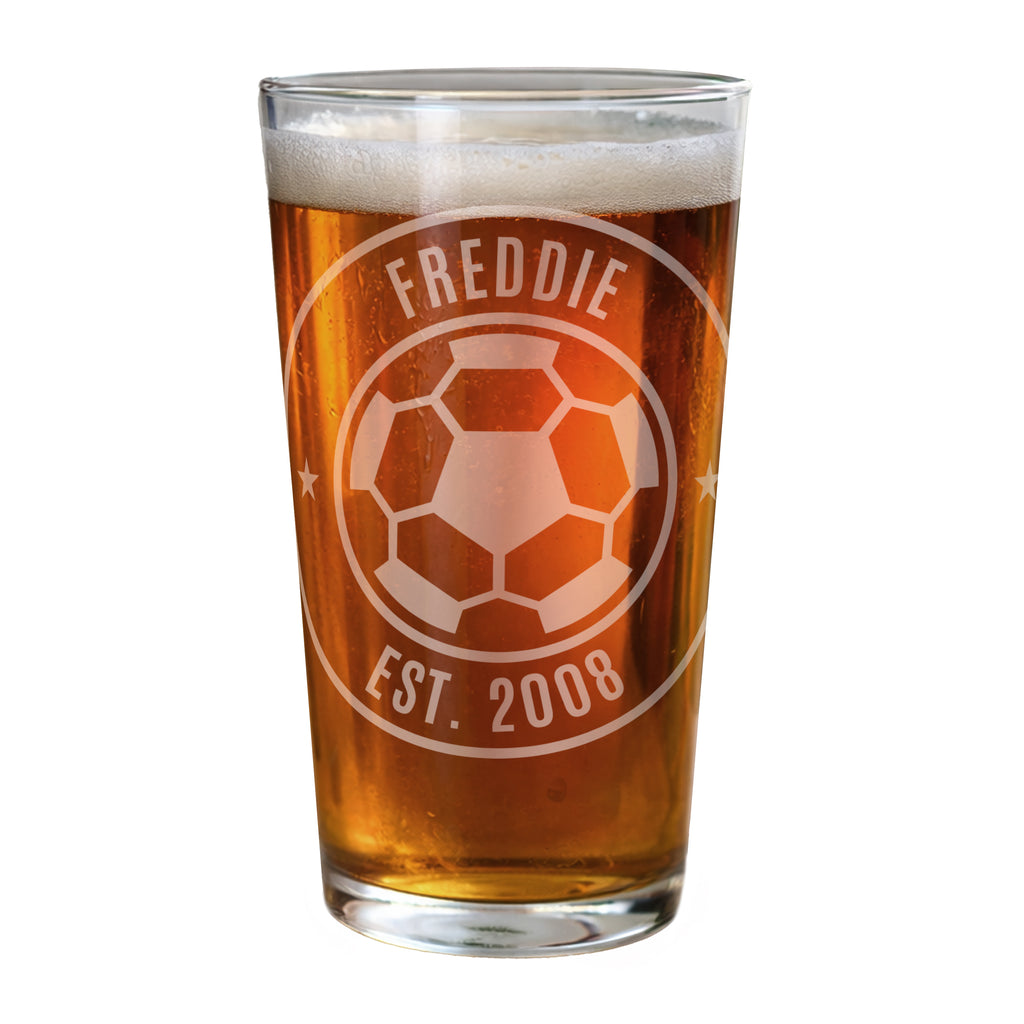 Personalised Football Badge Pint Glass