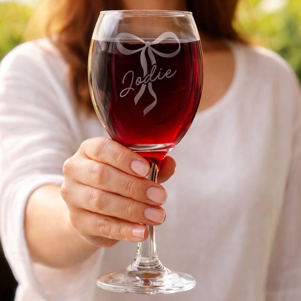 Personalised Bow Wine Glass