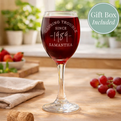 Personalised Since Wine Glass
